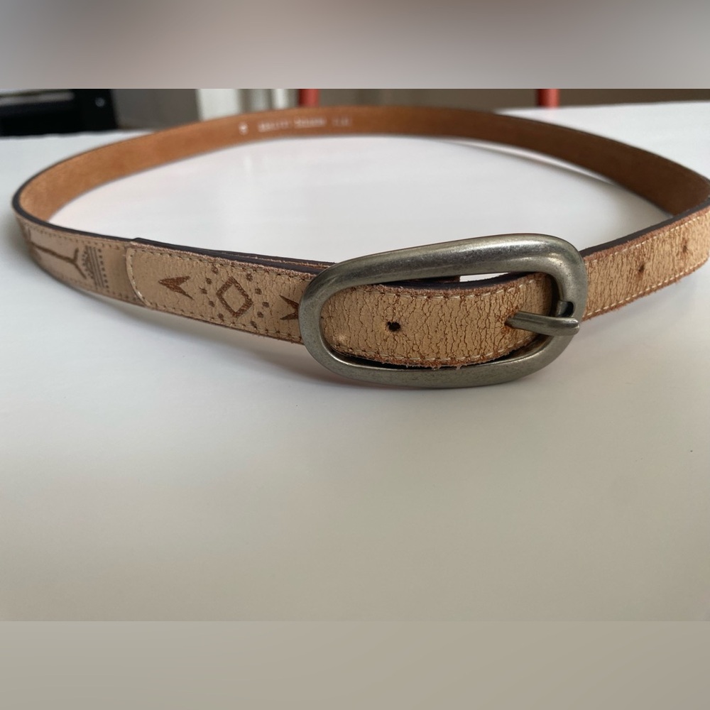 Tan Boho leather Belt with Silver Buckle